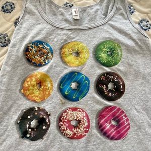 Tank top with colorful donuts Phish. Size XL Heather gray.
